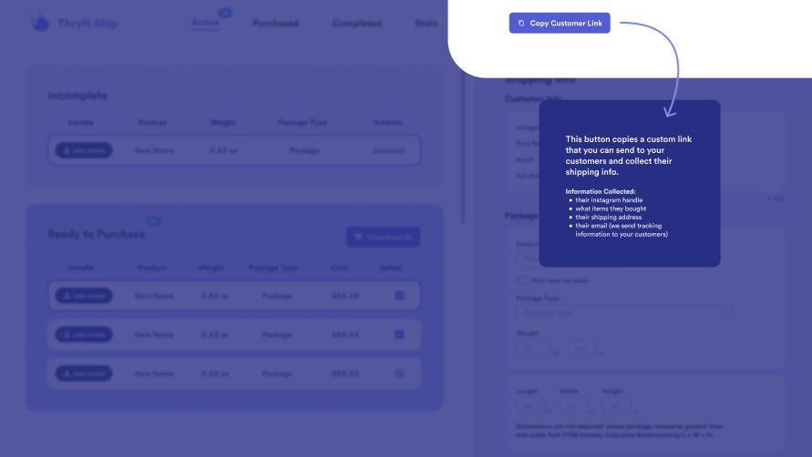 Thryft Ship Copy customer link button