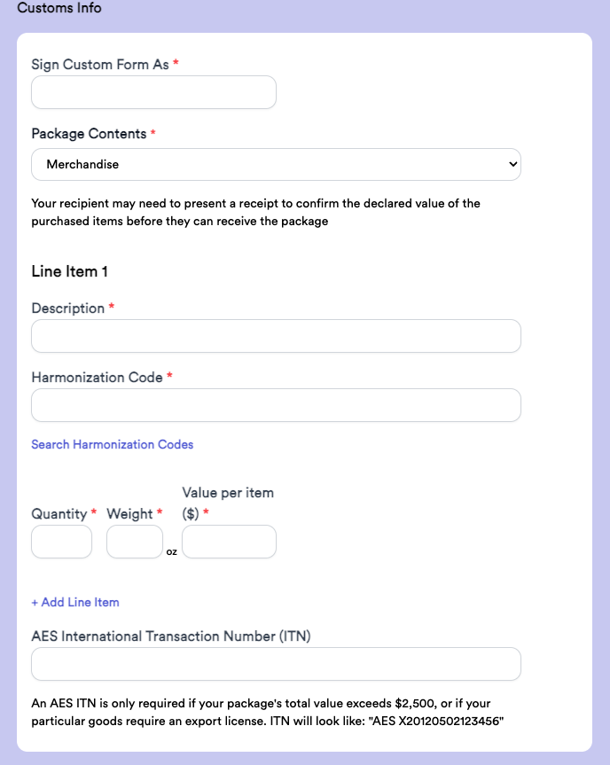 Customs Form