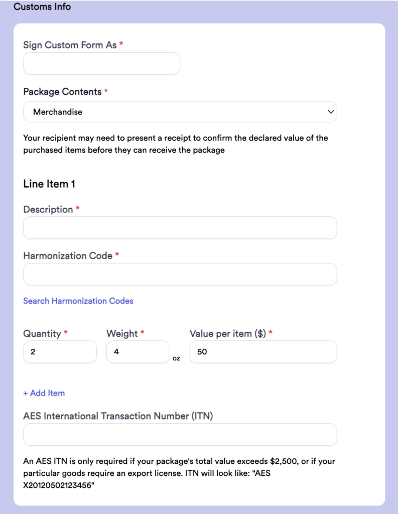 customs form