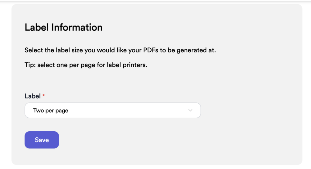 Label information settings