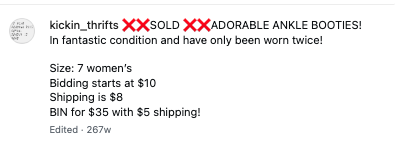 Example Instagram sales caption used for caption voice setup