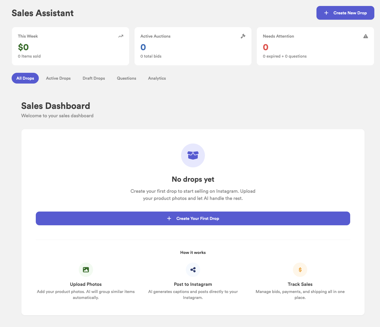 Sales Hub Dashboard screenshot