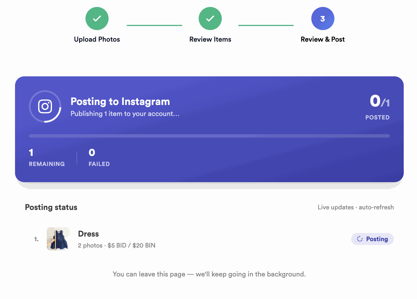 Tracking items as they post one at a time in the Sales Assistant