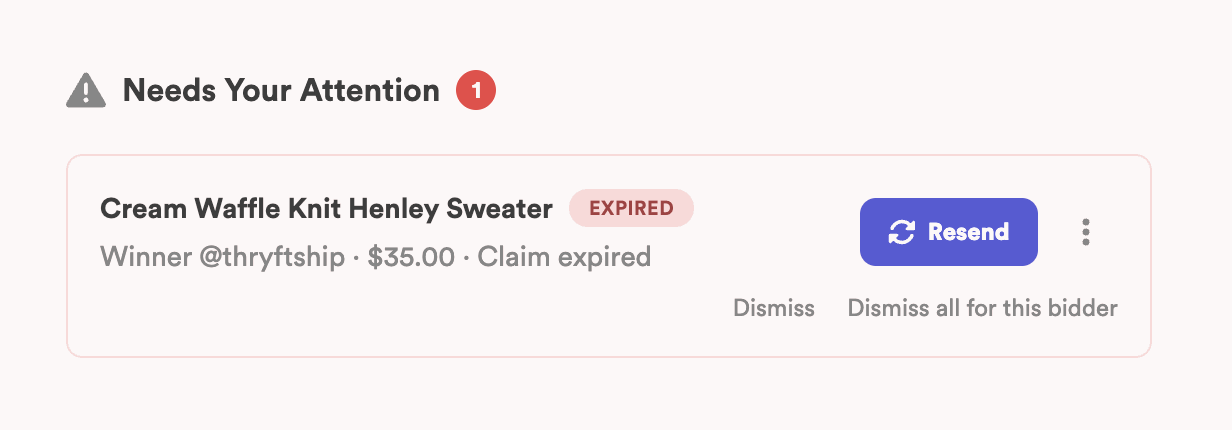 Expired checkouts shown under Needs Attention on the Sales Assistant Dashboard