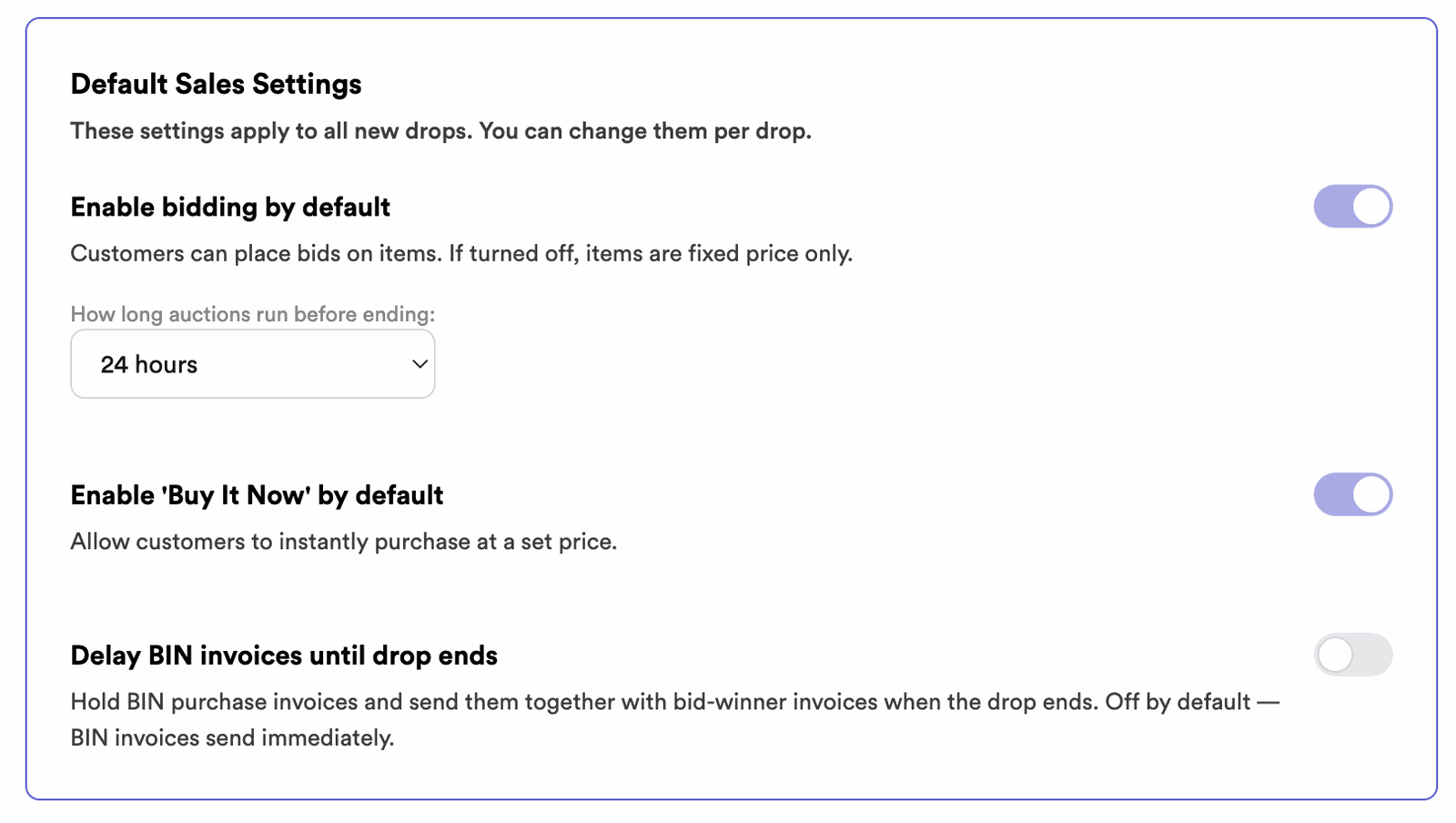 The Sales Assistant settings screen on Thryft Ship