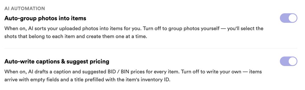 Turning caption generation off in settings